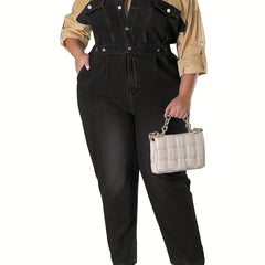 Colorblock Denim Jumpsuit