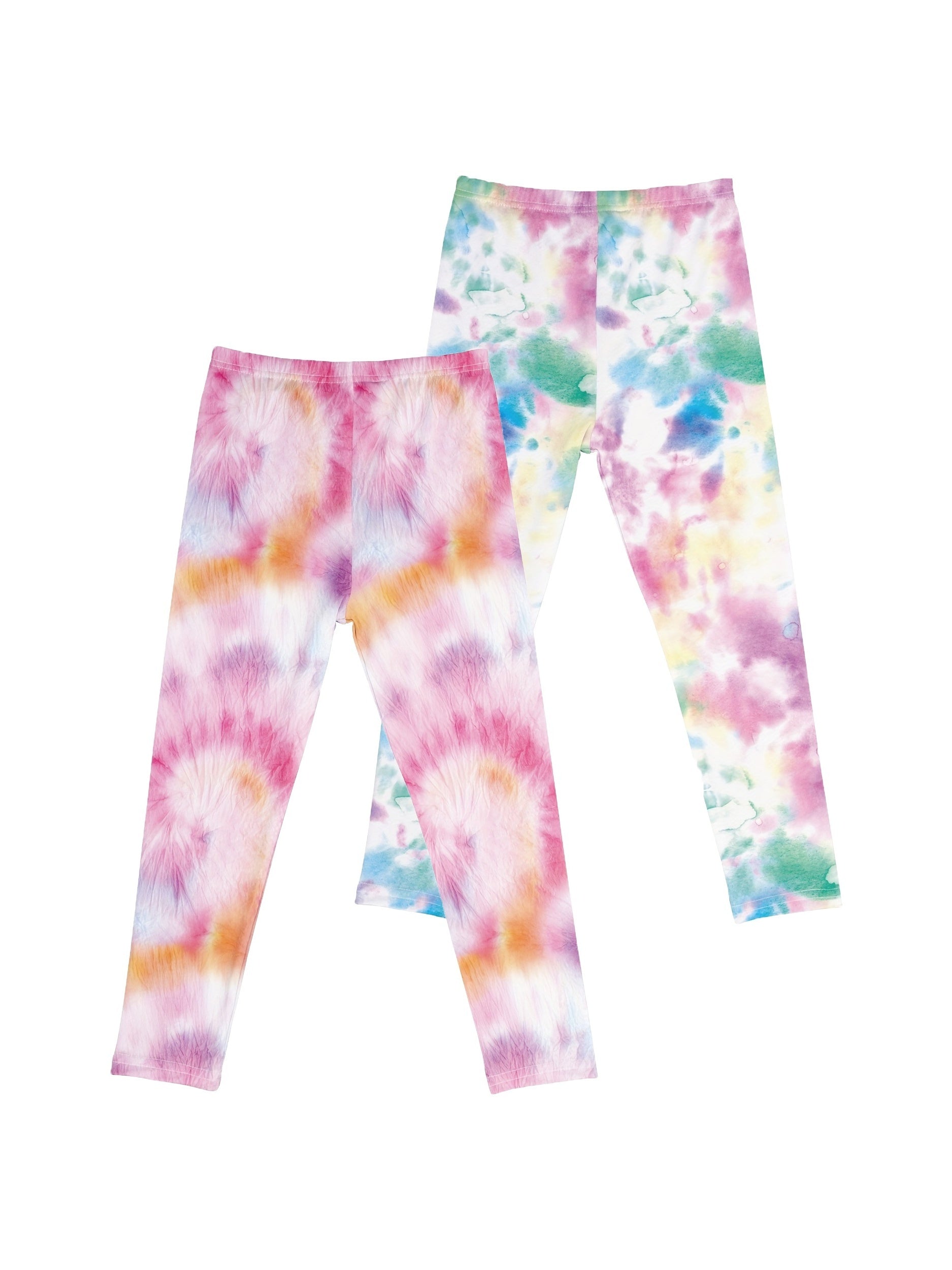 2pcs Girls Tie Dye Stretch Leggings Athletic Slim Yoga Pants Kids Clothes