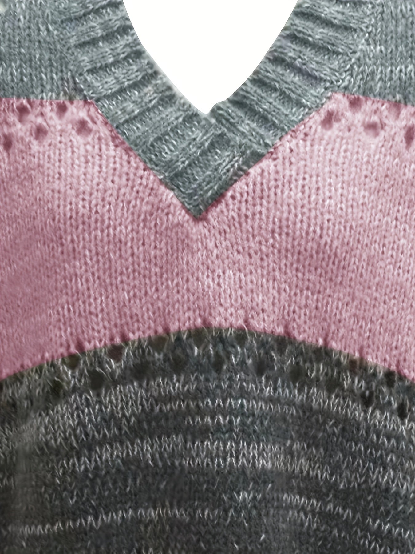 Colorblock V Neck Sweater