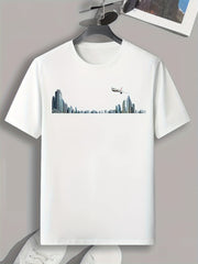 City View Print Men's Graphic T shirt Casual Comfy Tees For Summer Mens Clothing