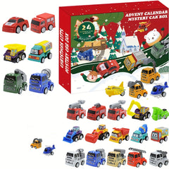 24pcs Holiday Countdown Calendar Excavator Car Christmas Blind Box Gift