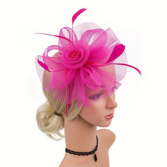 Womens Tea Party Fascinators Hat Faux Feathers Flower Headband