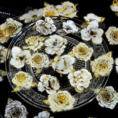 30pcs Flowers Plants Stickers Golden Stamping Lace Dec