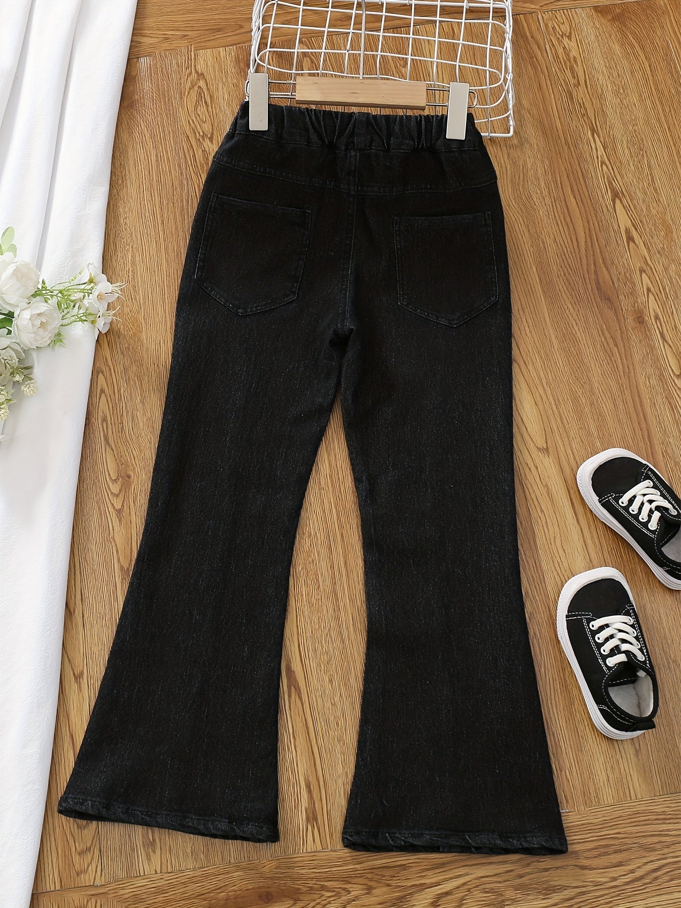 Girls' Casual Bell Bottom Pants Slim Fit Jeans For Kids