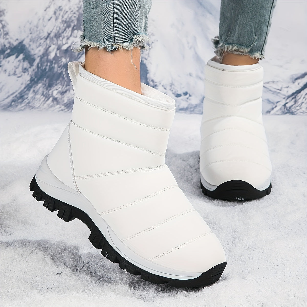 Waterproof Plush Lined Furry Thermal Snow Boots Fall Winter Keep Warm