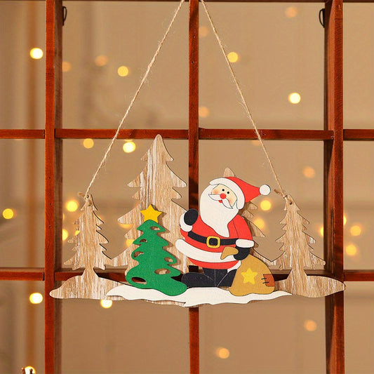 Wooden Painted Christmas Tree Pendant Decoration