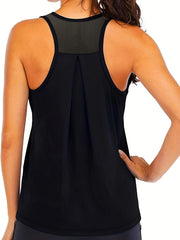 Mesh Contrast Plus Size Sports Tank Top