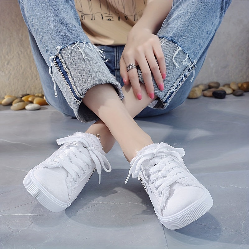 Women's Letter Patched Canvas Mules Sneakers