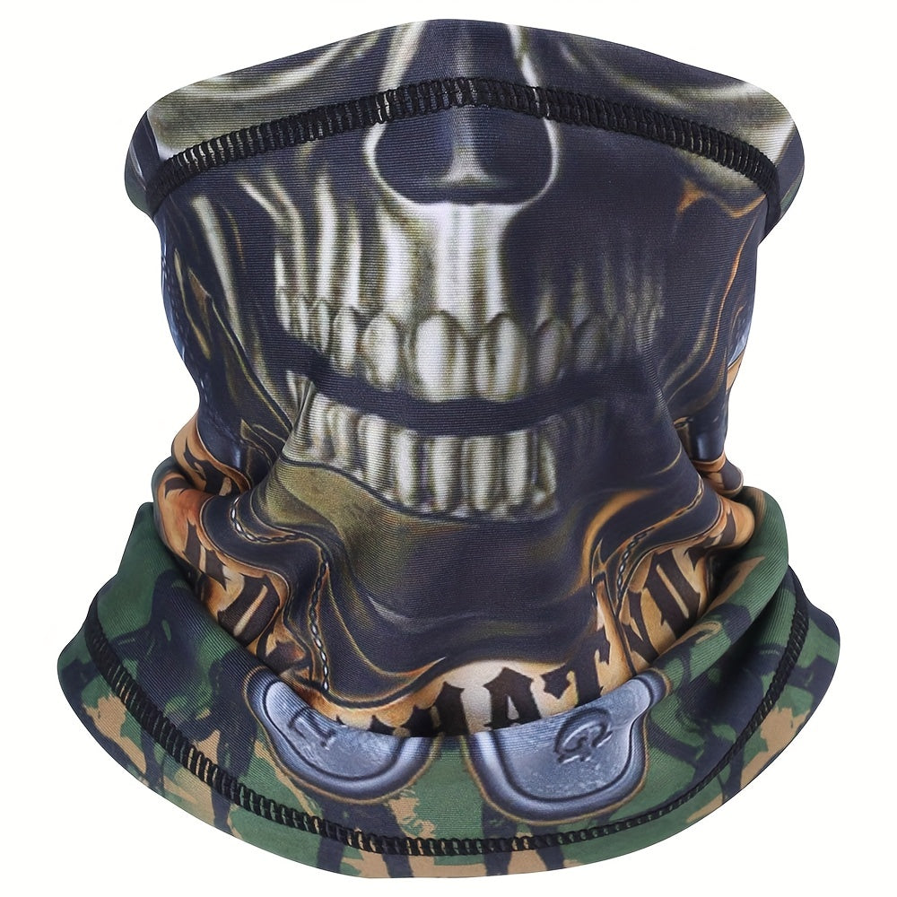 Ghost Skull Fleece Neck Cover Face Mask for Outdoor Winter Sports
