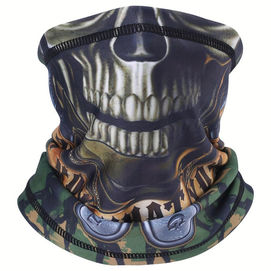 Ghost Skull Fleece Neck Cover Face Mask for Outdoor Winter Sports