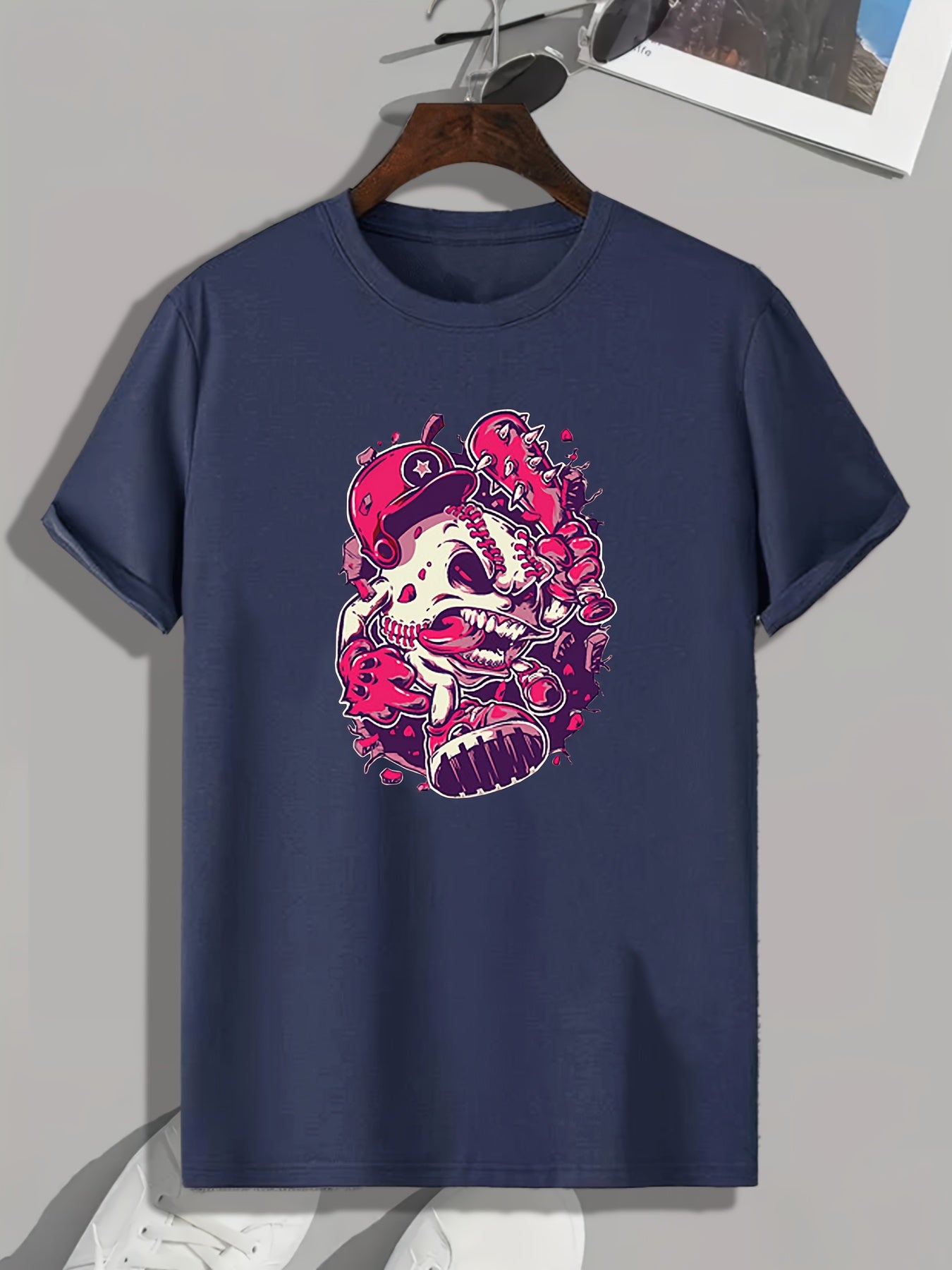 Anime Skull Print Men's Graphic T-shirt for Summer