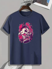 Anime Skull Print Men's Graphic T-shirt for Summer