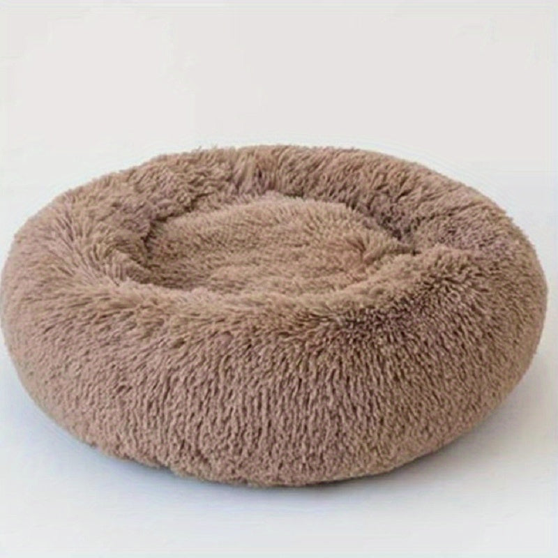 Cozy Round Pet Bed with Warming Mat & Removable Pillow