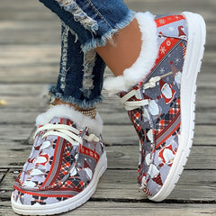 Women's Christmas Dwarfs Print Snow Boots Plus Plush Comfort Winter Shoes