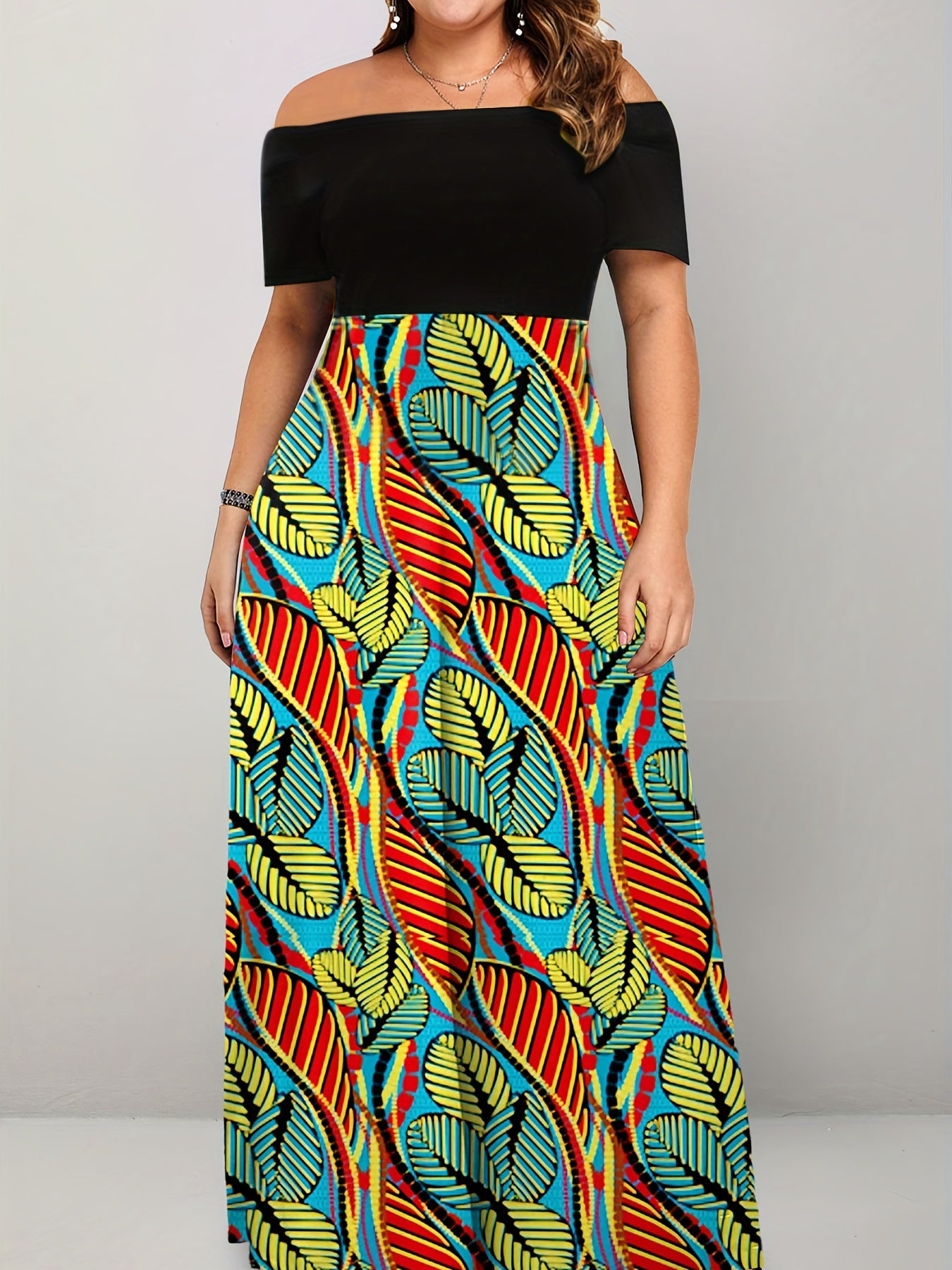 Floral Off Shoulder Maxi Dress Plus Size