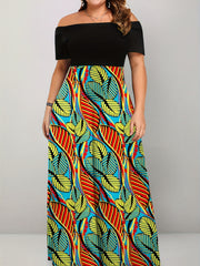 Floral Off Shoulder Maxi Dress Plus Size