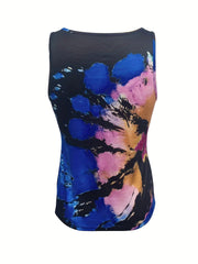 Tie Dye Notched Neck Tank Top for Women