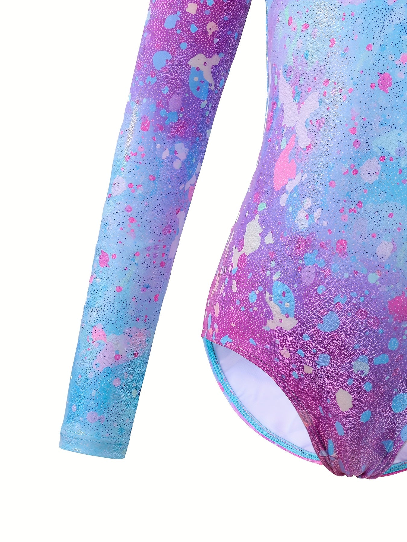 Girls Gradient Graffiti Print Long Sleeve Gymnastics Suit