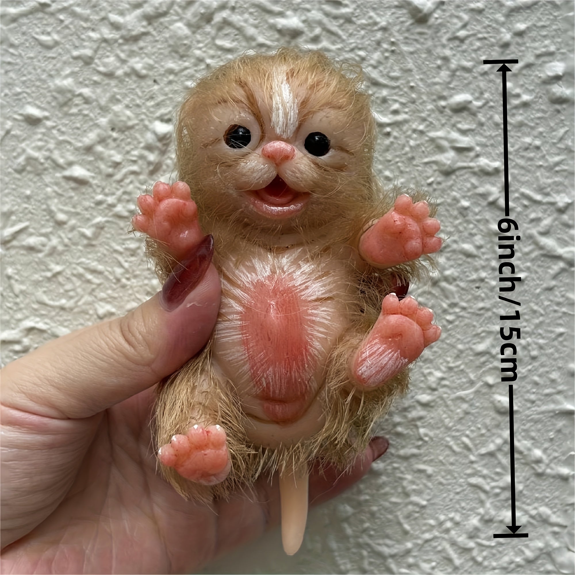 6 Inch Hand Painted Silicone Cat Reborn Doll Soft Silicone Tabby Easter Gift