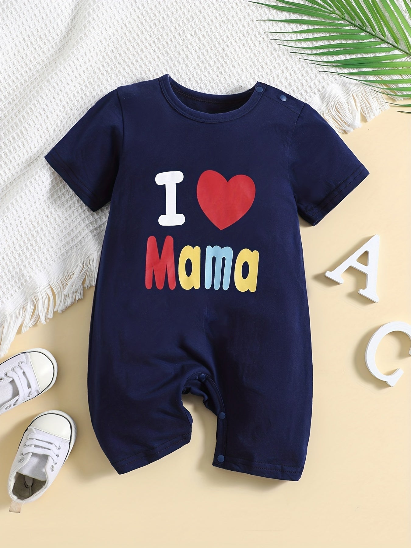 Newborn Baby Jumpsuit I LOVE MAMA Cotton Romper