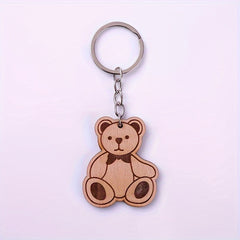 1pc Cartoon Wooden Car Keychain Creative Key Chain Keyring Pendant