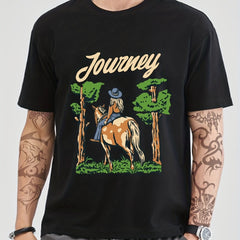 Cotton Comic Journey Print Men's Graphic Crew Neck T-Shirt