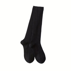 Solid Calf Socks Comfy All match Knee High Socks Women's Stockings