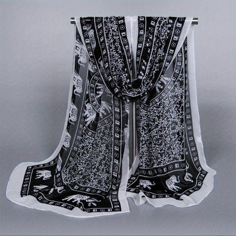 Boho Print Chiffon Scarf Vintage Long Shawl Breathable Head Wrap Hijab