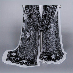 Boho Print Chiffon Scarf Vintage Long Shawl Breathable Head Wrap Hijab