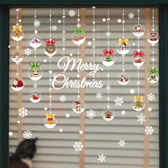 Christmas Tree Snowflake Glass Sticker - Bedroom Furniture Decor