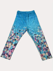 Floral Print Skinny Capris Leggings Stretchy Cropped Leggings