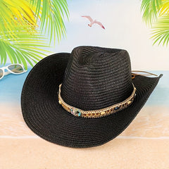Colorful Gem Sunshade Straw Hat for Travel Beach Unisex