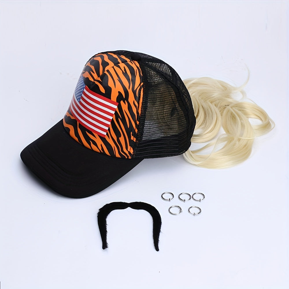 Halloween Wig Hat Men's Hat Dress Up Wig COSPLAY Baseball Hat