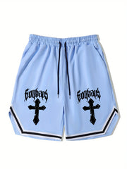 Men's Cross Graphic Drawstring Stretchy Shorts