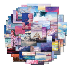 50pcs Landscape Doodle Stickers for Phone Laptop Water Cup