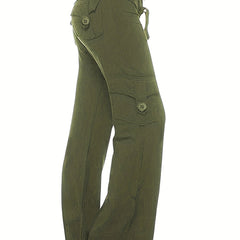 Drawstring Solid Wide Leg Pants Casual Long Length Pant