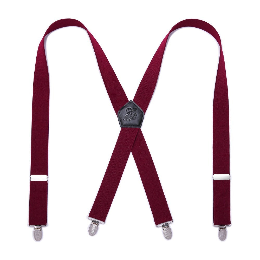 Men's X Back Adjustable 4 Metal Clips Suspenders for Party