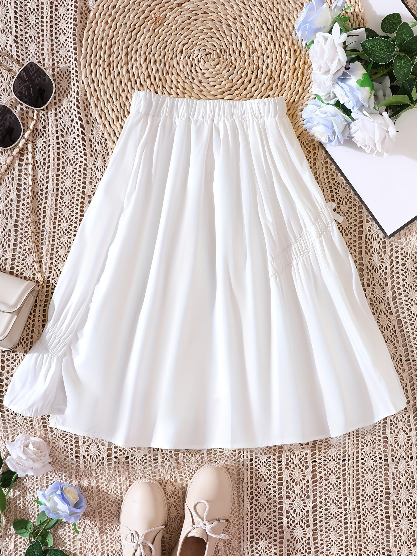 Girls Bow Decor Princess Skirt Kids Summer Clothes