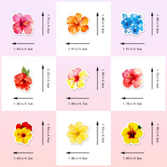 50pcs Watercolor Hibiscus Flower Stickers for Planners & Crafts