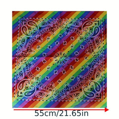Rainbow Striped Square Scarf Paisley Print Cotton Bandana Hip Hop LGBT Pride
