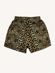 Leopard Print Elastic Waist Shorts for Summer Women's Clothing