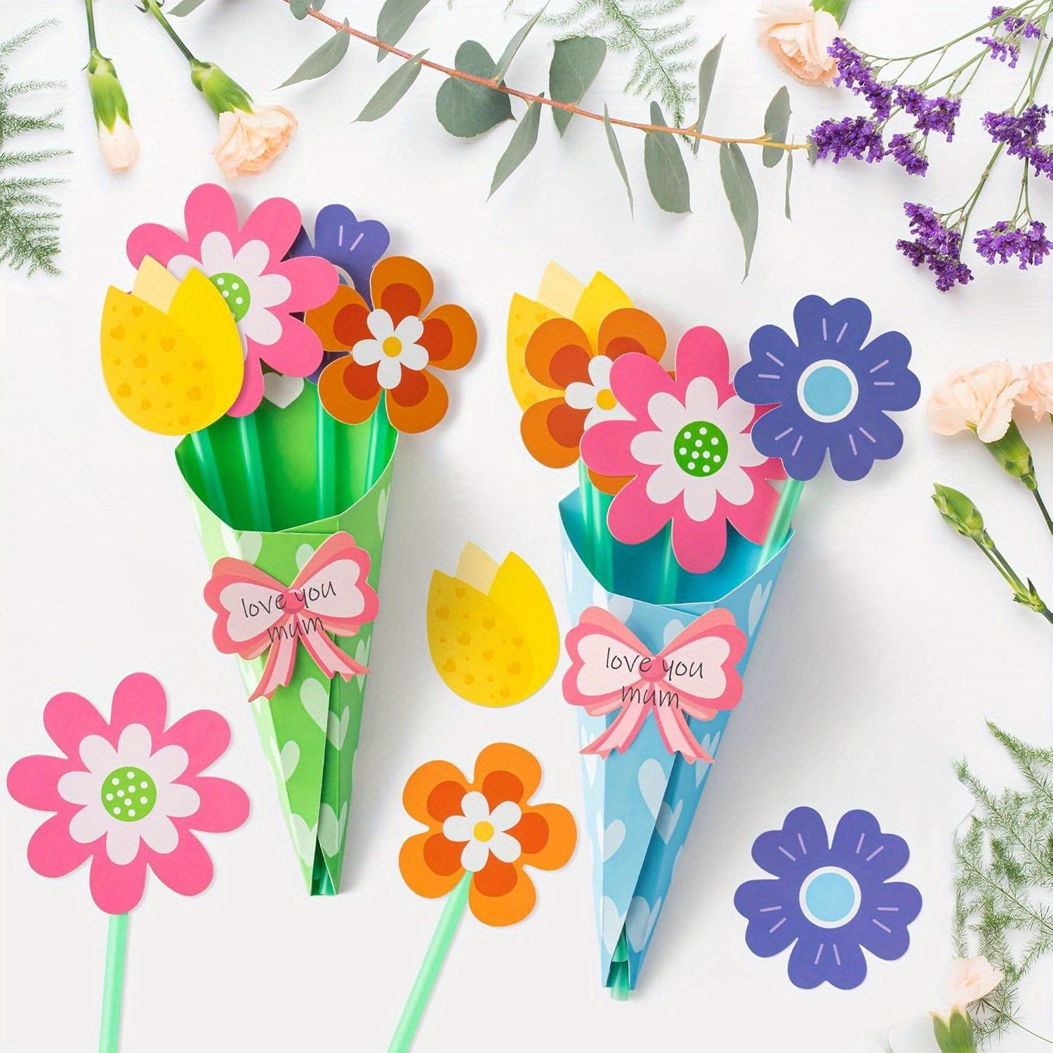 24pcs Paper Sunflowers Bouquet Craft Kit DIY Thanksgiving Craft