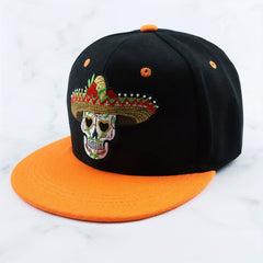 Hip Hop Skull Embroidery Snapback Hat Unisex Baseball Cap