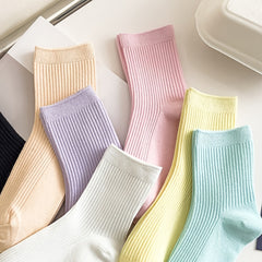 7 Pairs Solid Socks Comfy & Breathable Women's Stockings