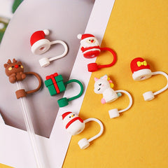 1pc Christmas Silicone Straw Cover Dustproof Straw Plug Cup Accessories