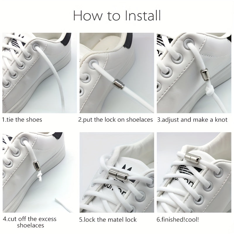 Elastic Stretch Lazy Shoelaces Alloy Metal Capsule Tie Shoe Buckles