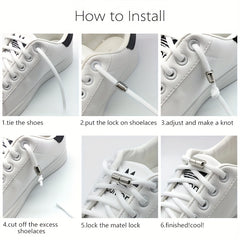 Elastic Stretch Lazy Shoelaces Alloy Metal Capsule Tie Shoe Buckles