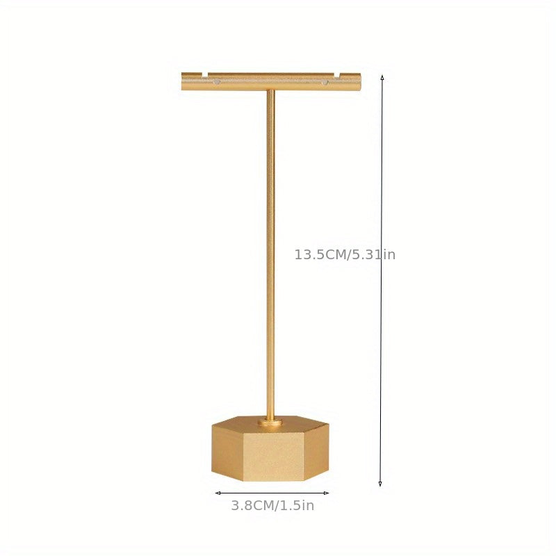 Golden Metal Earring T Bar Stand Retail Display Holder