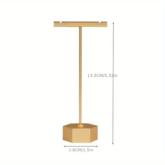 Golden Metal Earring T Bar Stand Retail Display Holder