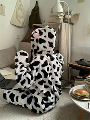 Cow Spot Fuzzy Pajama Set with Hood & Pants